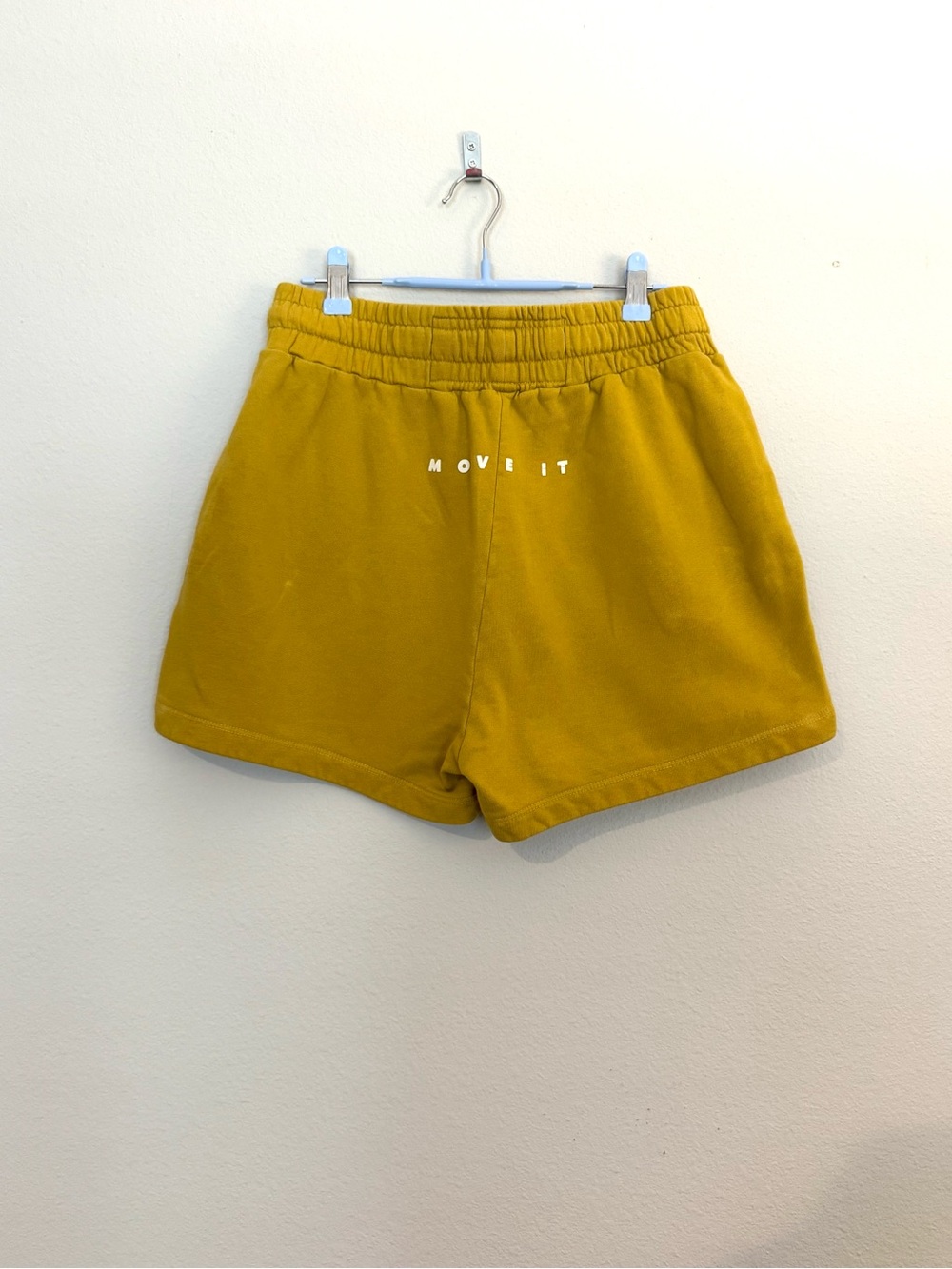 MOTHER Mustard Yellow Elastic Waist Fleece Shorts - Picture 2 of 5